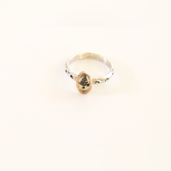 Sterling Silver Tree Ring with 14K Gold Accent – Size 6.25 - Picture 7 of 9